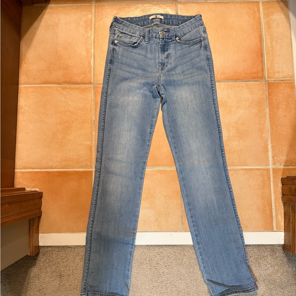 7 For All Mankind Sky Blue Straight Leg Jeans